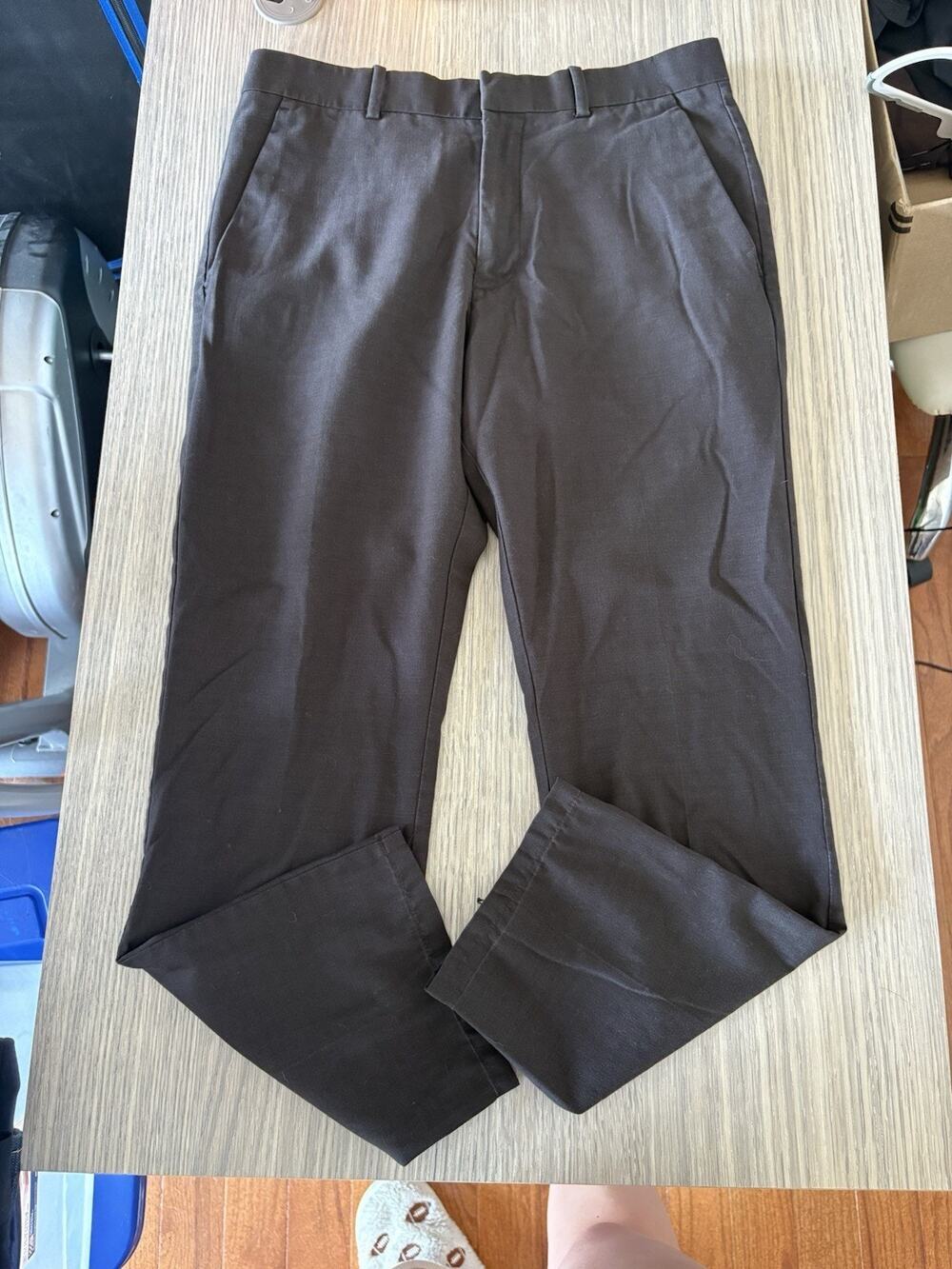 Perry Ellis Men's Dress Pants Slim Fit Brown Grey Flat Front Size 30x30